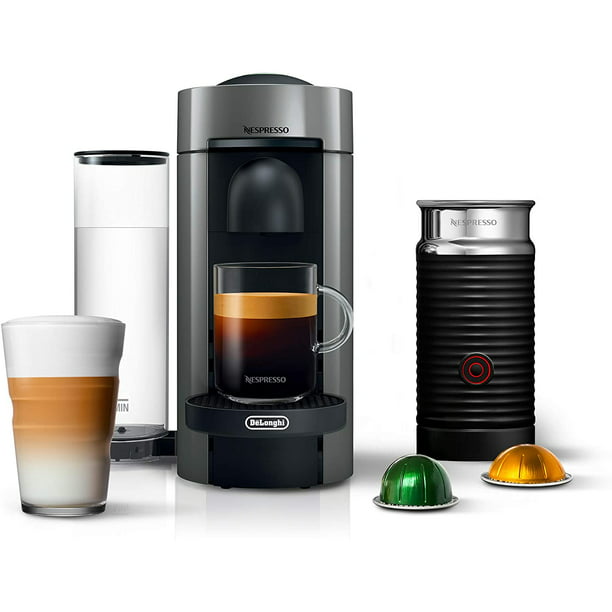 Nespresso Vertuo Plus Coffee and Espresso Maker by De'Longhi, Grey with Aeroccino Milk Frother