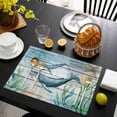 thumbnail image 3 of Coastal Whale Placemats Set of 4, Farmhouse Nautical Marine Life Starfish Placemats for Dining Table, Place Mats for Kitchen Tabletop, Waterproof Wipeable Dining Table Mats Set, 3 of 9