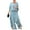 Light Blue, variant on Women's Casual Two Piece Chiffon Set Plus Size Mother of Bride Dressy Suit Crew Neck Top Wide Leg Pant Flowy Wedding Guest Outfit