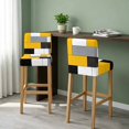 thumbnail image 2 of Yellow Grey Geometric Bar Stool Cover Set of 4, Modern Black White Abstract Art Stretch Bar Chair Cover, Removable Washable Pub Counter Stool Chair Slipcover for Kitchen Dining Room Pub Cafe, 2 of 9