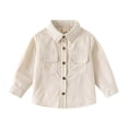 thumbnail image 2 of Toddler Kids Boys Girls Corduroy Button Down Shacket with Collared Neck and Chest Pockets Casual Outerwear Top 3-4 Years Spring Fall Winter Jacket, 2 of 8