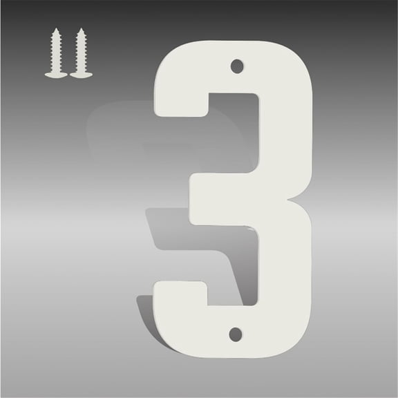 4 Inch White Metal Letters, Modern House Numbers for Outside, White Door Mailbox Numbers, Metal House Address Letter and Number for Office Apartment Outside (3)