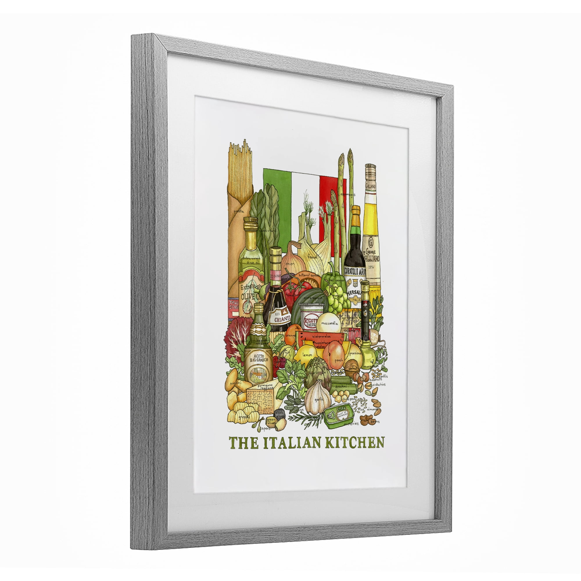 Stupell Industries Italian Kitchen and Food Gray Framed Print Under Glass, design by Nancy Overton