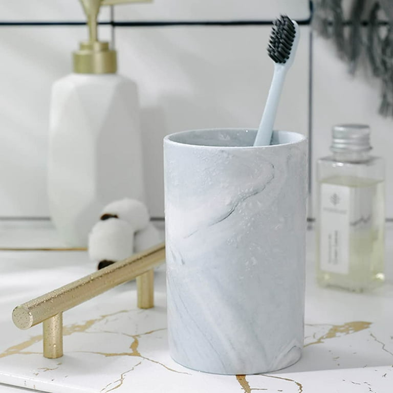 Ceramic Rustic Marble Bathroom Tumbler Cup for Mouthwash Rinsing