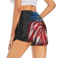 thumbnail image 2 of Uemuo Eagle Head With American Flag Pattern Women's Athletic Shorts High Waisted Running Shorts with Liner Pockets Gym Elastic Workout Shorts-Small, 2 of 9