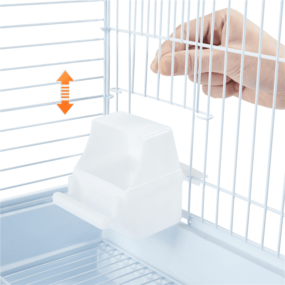 Yaheetech 23" H Small Travel Bird Cage with Open Play Top and Feeder, White