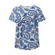 thumbnail image 2 of Gibobby Playera de Manga Corta con Cuello Redondo Camiseta plisada con estampado flores y cuello botones manga corta para mujer, camiseta informal con ajuste floral,(Azul,G), 2 of 4