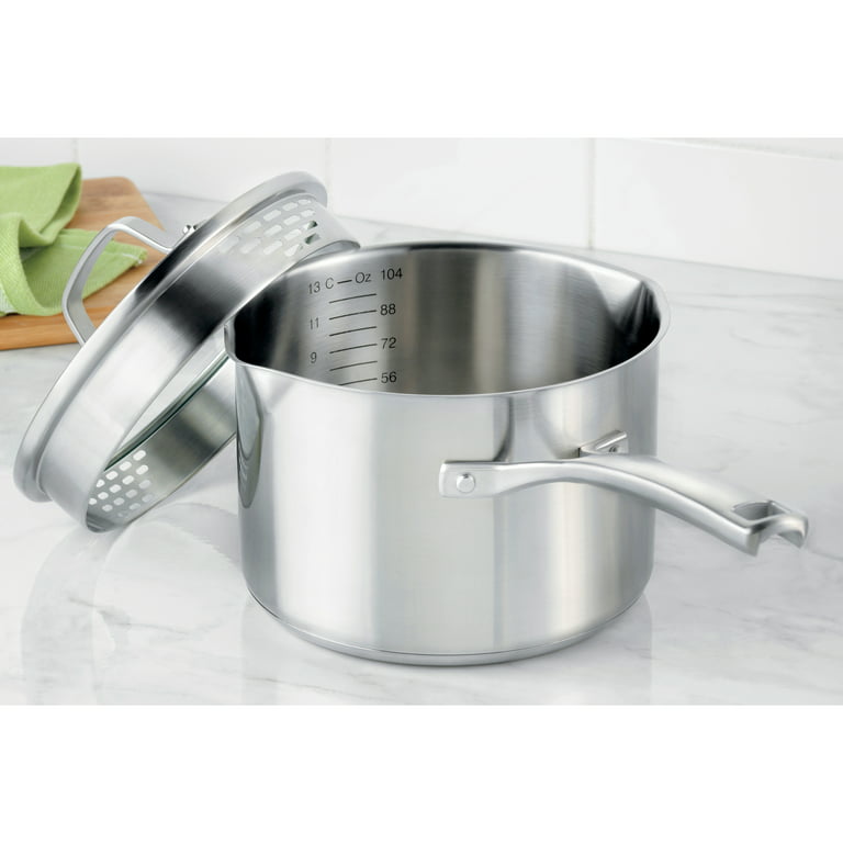Calphalon Classic 3.5 Quart Saucepan with Lid, Stainless Steel, Dishwasher  Safe 