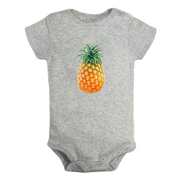 Fruit Pineapple Image Print Rompers For Babies, Newborn Baby Unisex Bodysuits, Infant Jumpsuits, Toddler 0-24 Months Kids One-Piece Oufits (Gray, 0-6 Months)
