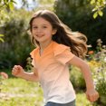 thumbnail image 3 of Dwellite Girls V-Neck Shirts Short Sleeve Cute Summer Tee Shirts Baggy Soft Tops 3-13 Years Orange 120, 3 of 7