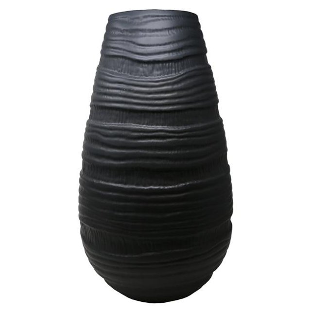 Elegantly Captivated Black Ceramic Wavy Vase