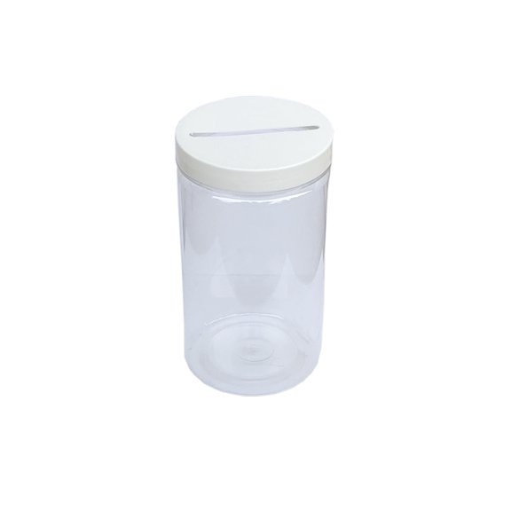 FixtureDisplays Plastic Donation Can, Holds 5.9 x 3.35 Graphics - Clear 12 PIECES 119636-12PK