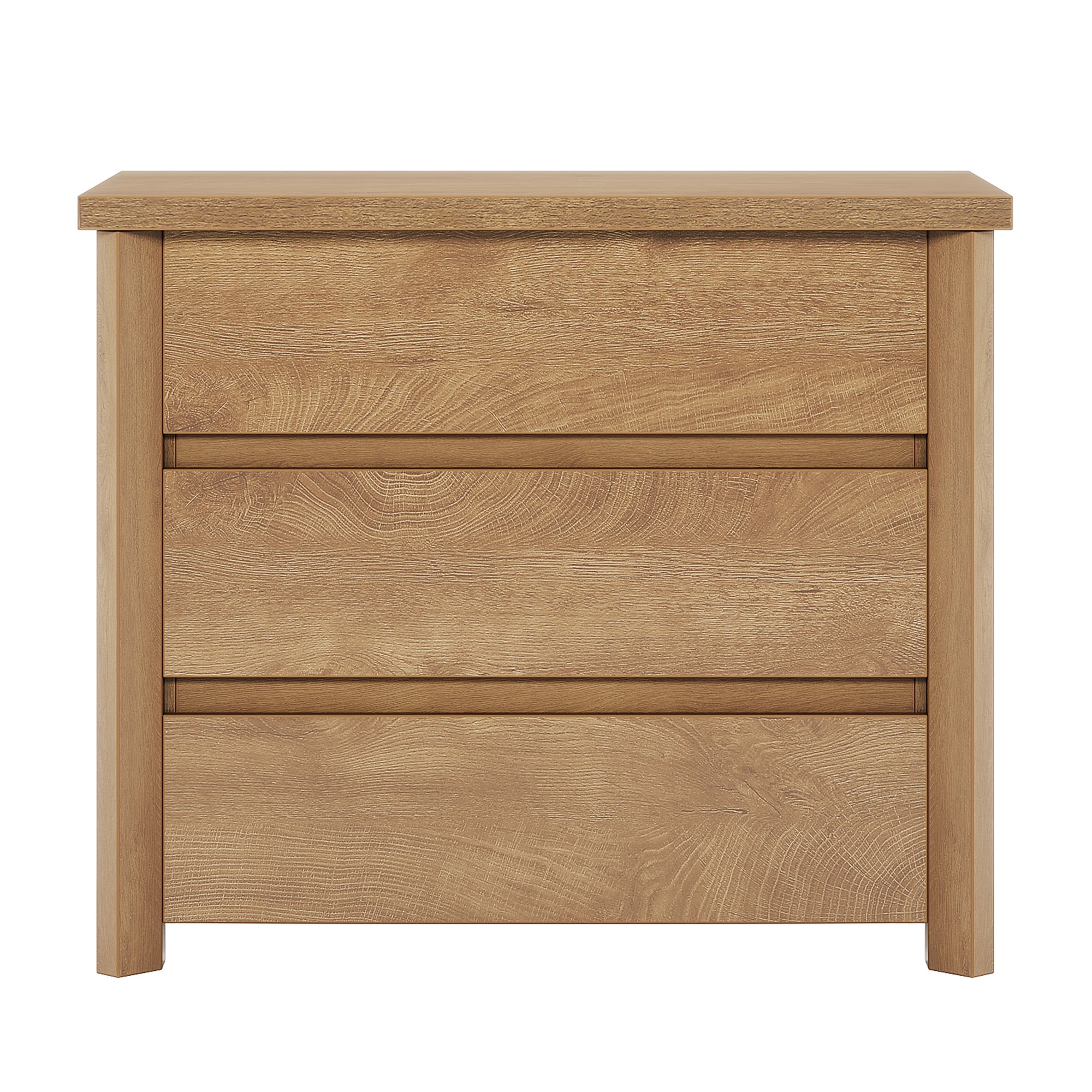 MAYEERTY 3-Drawer Rustic Brown Nightstand, Smooth Sliding Drawers Spacious Storage Bedside Table for Bedroom