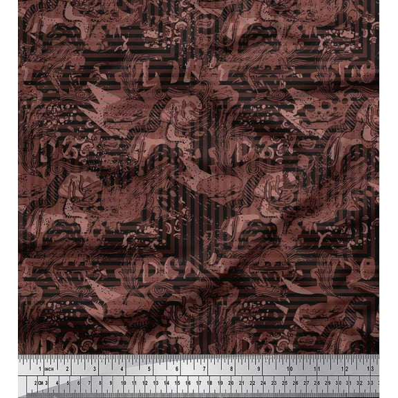 Soimoi Cotton Duck Fabric Texture & Greek Key Geometric Decor Fabric Printed Yard 42 Inch Wide