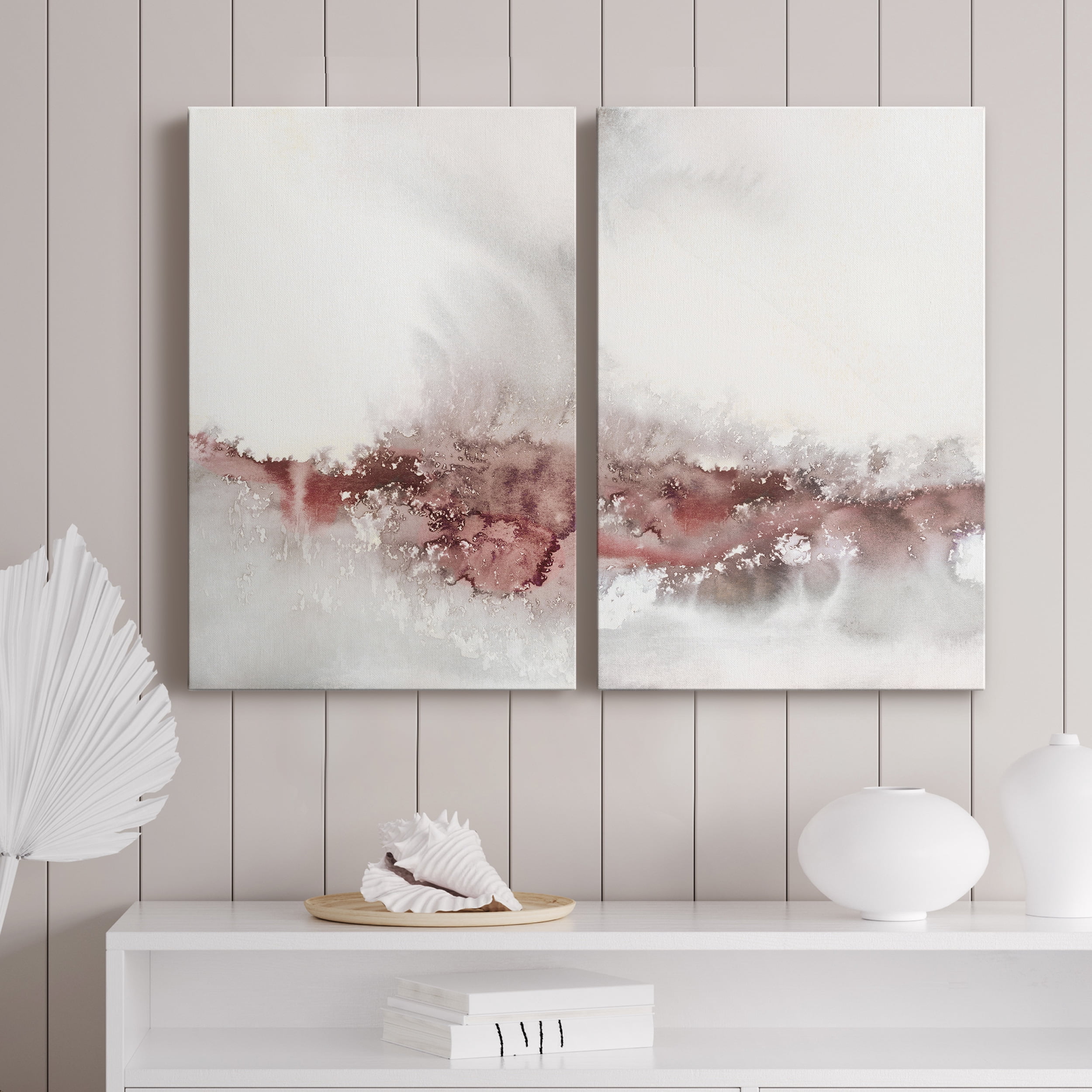 Soft Waves I Premium Gallery Wrapped Canvas - Ready to Hang - Set of 2 - 18 x 27 Each