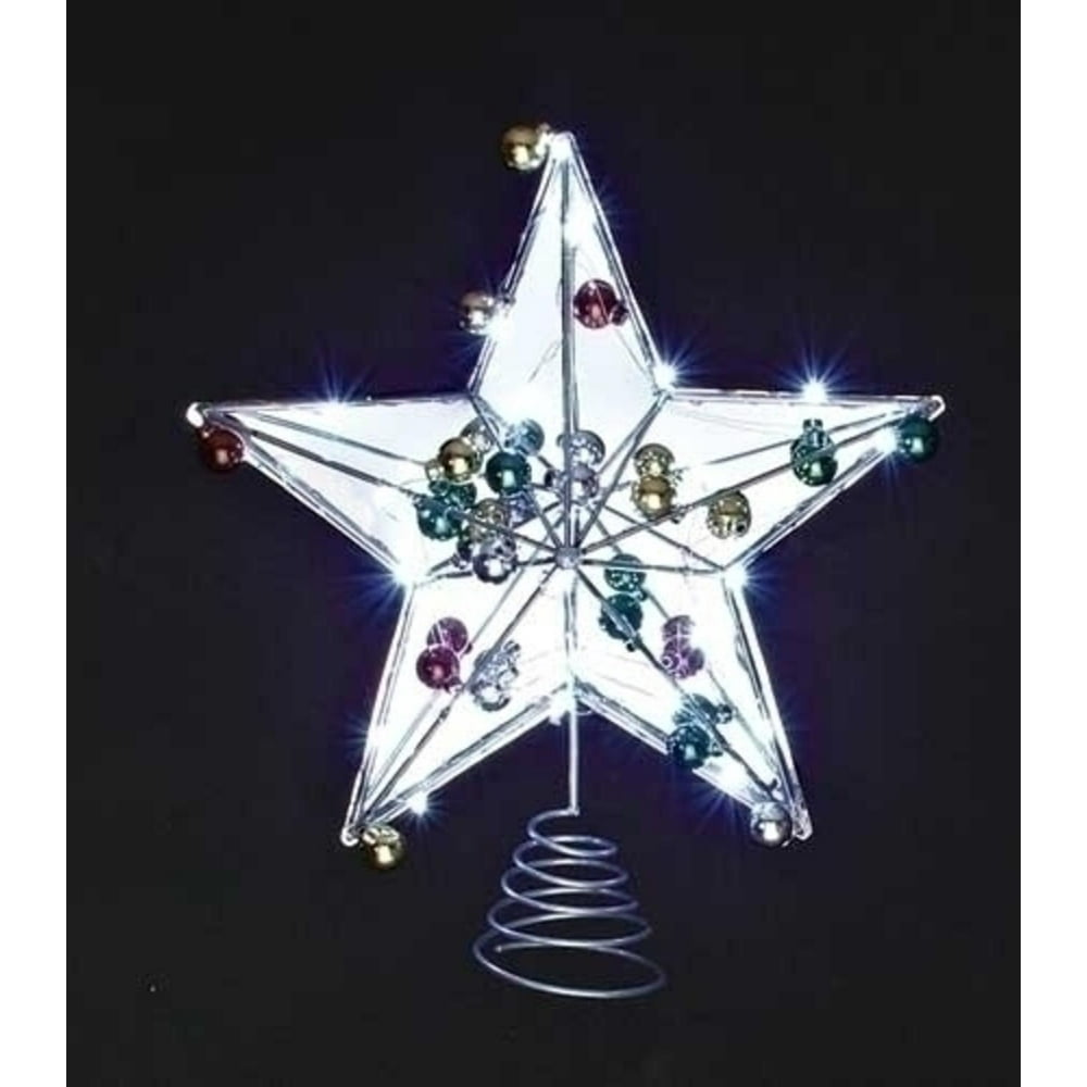 15" LED Lighted Battery Operated Mirrored Star Christmas Tree Topper
