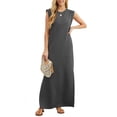 thumbnail image 3 of XVJRHAK Womens Spring Dresses Women's Summer Solid Color Sleeveless Loose Casual Long Dress (Gray,M), 3 of 4