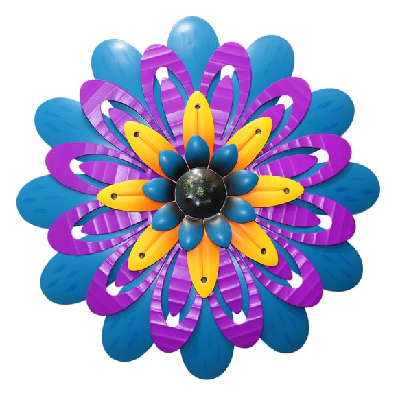Decoración De Pared De Flores De Metal Para Interiores Y Exteriores, Arte De Pared De Metal Para El Hogar, Granja, Sala De Estar, Dormitorio, Baño, Decoración De Jardín, Morado Y Azul