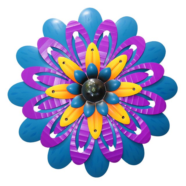 Decoración De Pared De Flores De Metal Para Interiores Y Exteriores, Arte De Pared De Metal Para El Hogar, Granja, Sala De Estar, Dormitorio, Baño, Decoración De Jardín, Morado Y Azul