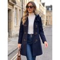 thumbnail image 3 of DARING DIVA Women's Winter Coat Toggle Duffle Long Hooded Peacoat Overcoat XS Dark Blue, 3 of 8