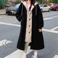 thumbnail image 2 of Fall Outfits for Women 2025 Fall Outfits for Women 2025 Fashionable Solid Color Patchwork Hooded Button Cardigan Long Sleeved Jacket, 2 of 6