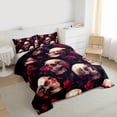 thumbnail image 3 of Feelyou Red Rose Flower Full Size Comforter Sets for Couple, Romantic Gothic Skull Bedding Comforter Set, Happy Valentine's Day Reversible Bedding Sets, Microfiber Bedroom Decor, 3pcs, 3 of 8