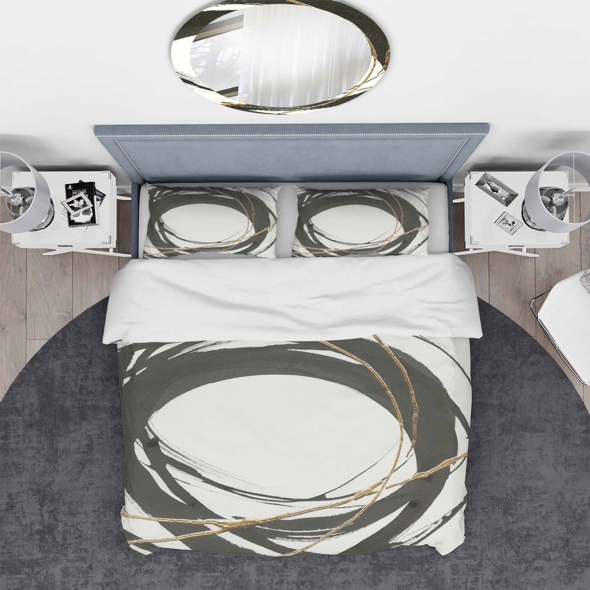 Designart 'Gold Glamour Circle II' Geometric Duvet Cover Set