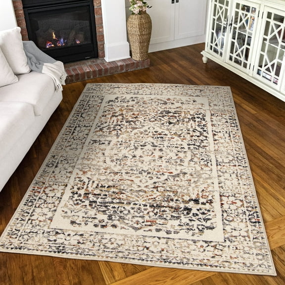 Simply Southern Cottage Laurel 5' X 7' Grey Floral Area Rug