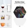 thumbnail image 6 of Honeii Dragon with Colorful Tail Print Leather Coaster Set of 4, Ideal for Safeguarding Your Furniture from Drinks Spills and Effortless Cleanup-Hexagon, 6 of 6