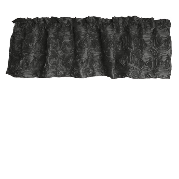 Rosette Floral Pop Up Flower Window Valance 54 Inch Wide Charcoal Grey