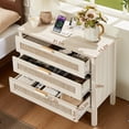thumbnail image 5 of LEYAOYAO 3 Drawer Nightstand with Charging Station Set of 2, Modern Bedside Table with Rattan Drawers, Wood Side Table for Bedroom, Living Room,White, 5 of 8