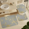 thumbnail image 6 of 4Pcs Trendy Gold Marble Pattern on Gray Shower Curtain Sets, Bathroom Set Decor with Non-Slip Bath Mat, Toilet Lid Rug and Contour Mat, 72 x 72inch, 6 of 8