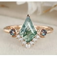 thumbnail image 5 of Kite Shape Natural Moss Agate and Lab-Created Moissanite, Alexandrite Solitaire Engagement Ring in 925 Sterling Silver for Women – Unique, Elegant, and Timeless, 5 of 5