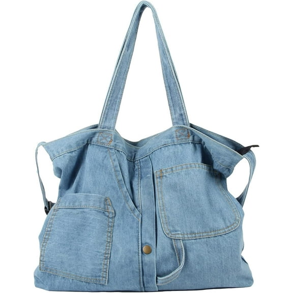 Soft Denim Handbag for Women Casual Hobo Tote Bag Retro Crossbody Bag Large Capacity Denim Purses