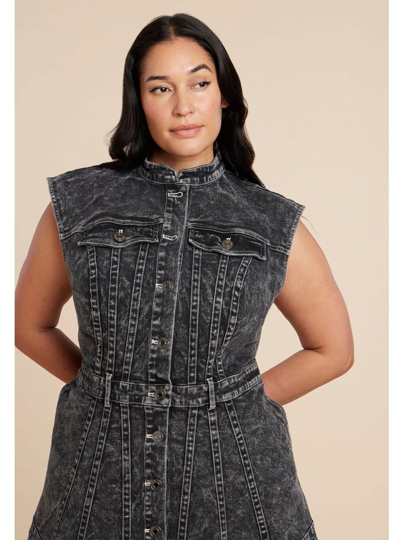 ELOQUII Women's Plus Size Fit And Flare Denim Dress - Walmart.com