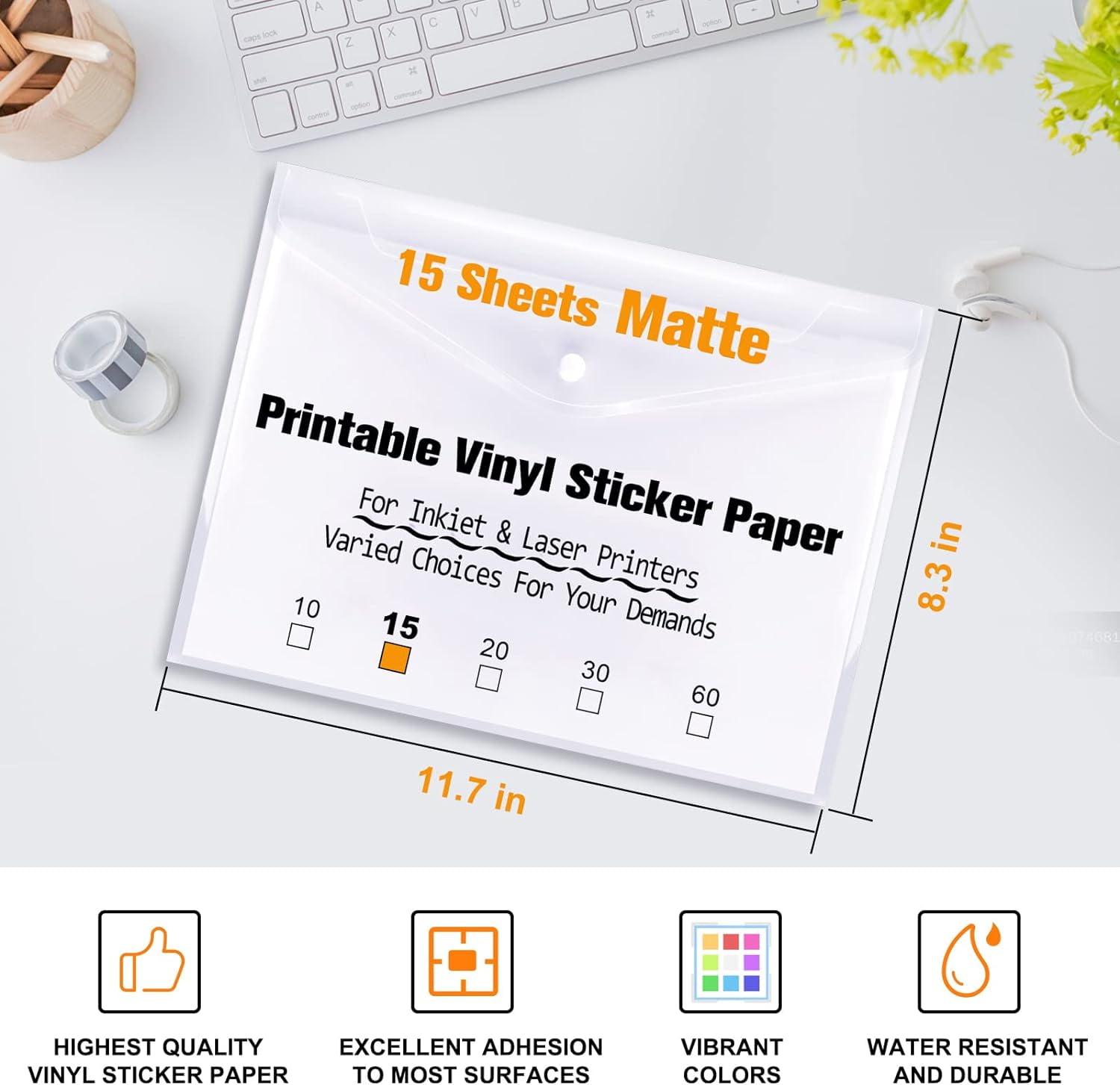 A4 Blank Waterproof Sticker Paper Matte White Vinyl Label Special For Inkjet Printer - Stationery Sticker