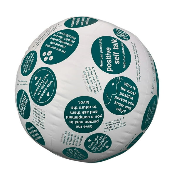 S&S Worldwide Toss 'n Talk-About Positive Attitude Ball. Beach Ball Style Ball, 24" Flat Diameter. Helps Start Conversations About Feelings, Frustrations and Ways to Adopt a More Positive Attitude.