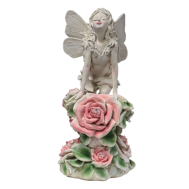 Solar Angel Girl estatua arte resina luminosa impermeable decoración del hogar para jardín césped JShteea Libre de BPA