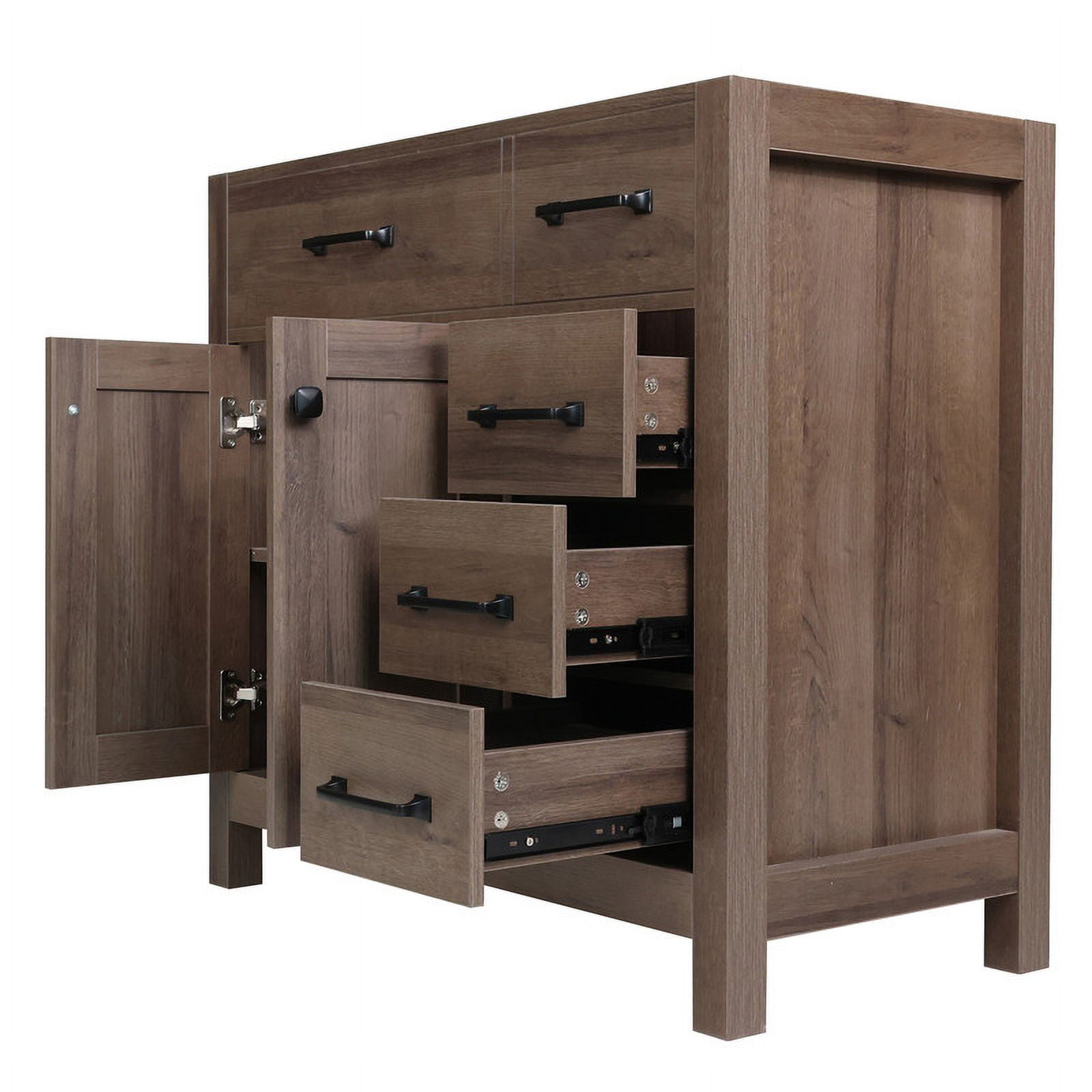 Walsport 36" Luxurious Bathroom Vanity Cabinet with Sink Combo Set，Undermount Ceramic Sink w/Thickened Wood,Faucet,Mirror,Brown