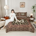 thumbnail image 4 of jejeloiu Damask Floral Pattern Twin Comforter Sets,First Letter M Bedding Set For Cheetah Lover Reversible 2pcs, 4 of 8