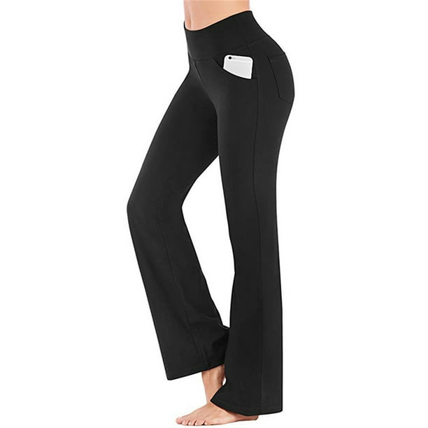 Txlixc, pantalones de yoga ligeramente acampanados para mujer, pantalones casuales de cintura alta elásticos de pierna ancha, pantalones elásticos deportivos de moda Txlixc Estilo de ocio
