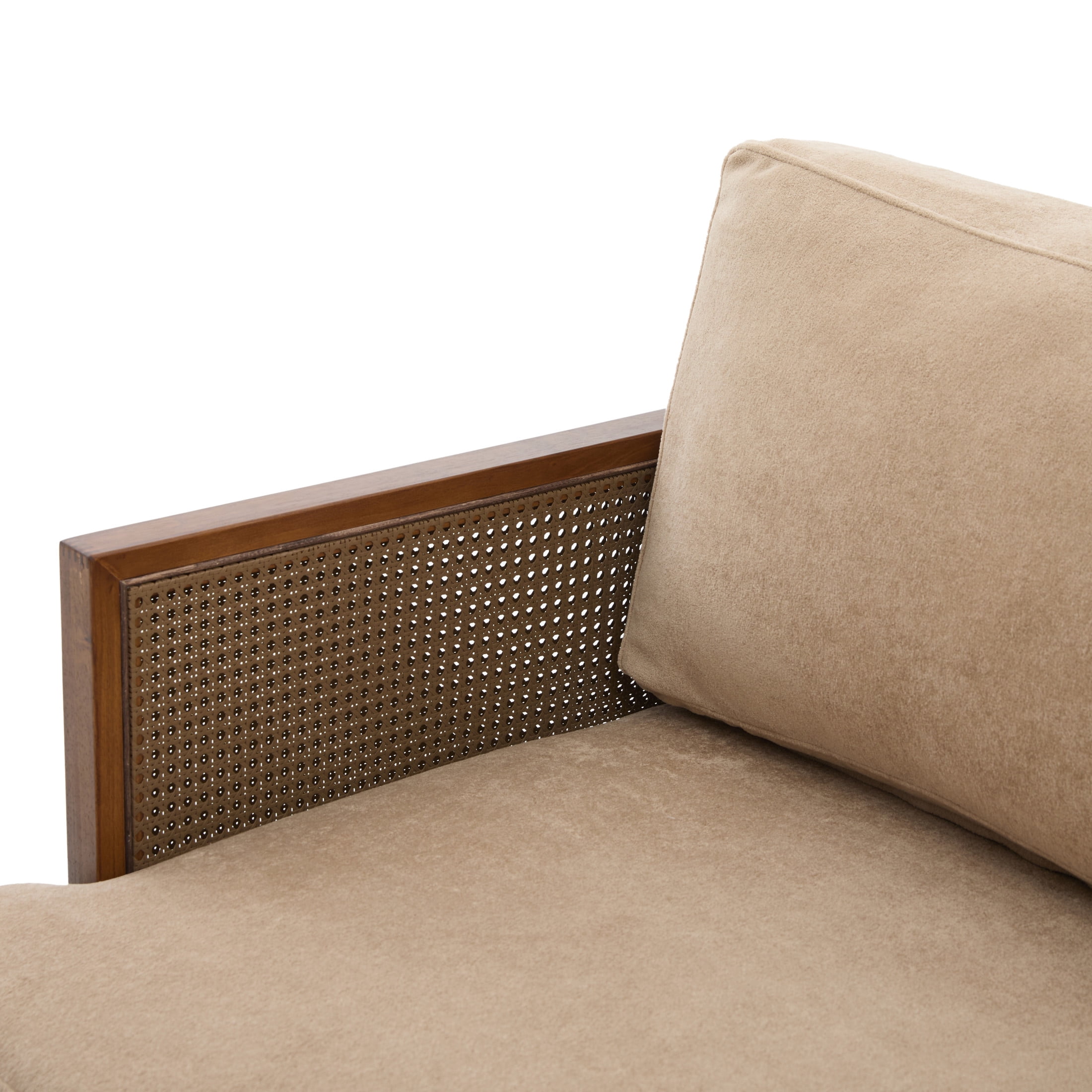 Christopher Knight Home Vintage 72“ Rattan 3-Seat Sofa with Solid Wood Frame, High-Rebound Cushions, Nomad