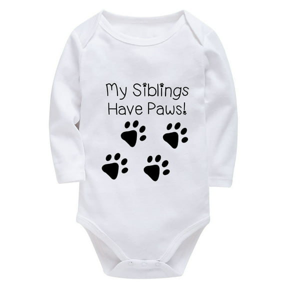 My Siblings Have Paws Baby Outfits Neutral Long Sleeve Baby Girl Onsie White 18 Month Boy Romper