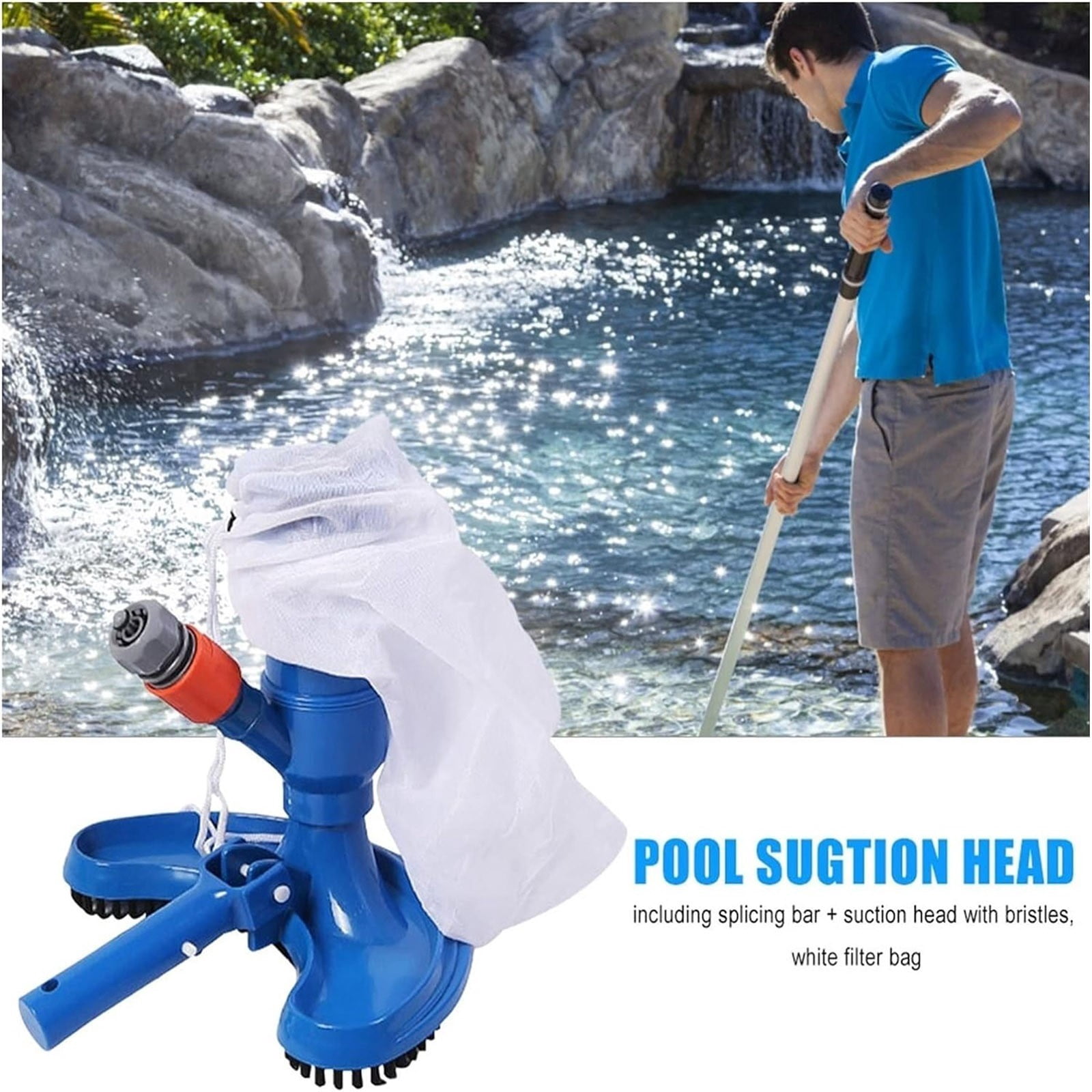 Handheld Pool Vacuum Cleaner, Portable Jet Pool Cleaning Tool for Above Ground Pools Inflatable Pools Spas, Efficient Pool Cleaner for Leaves Debris Sand Removal
