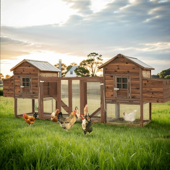 Gaildon Large Removable Chicken Coop for 4-5 Chickens ,with 2 Story Poultry Cage,Nesting Box,Pull Out Trays, Brown