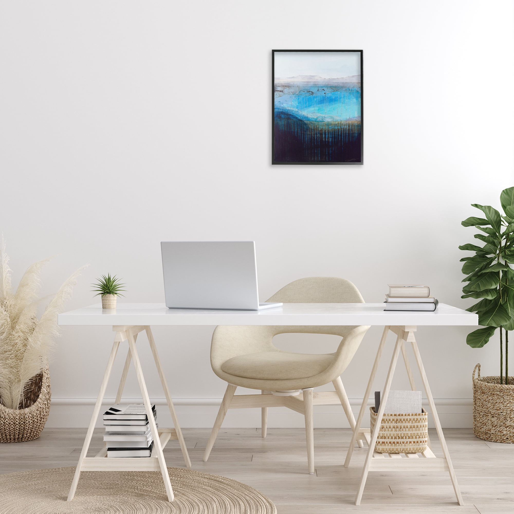 Stupell Industries Intense Abstract Landscape Abstract Painting Black Framed Art Print Wall Art, 16 x 20
