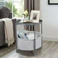 thumbnail image 3 of CERBIOR Round Side End Table, Modern Nightstand with Fabric Basket, Gray, 3 of 8