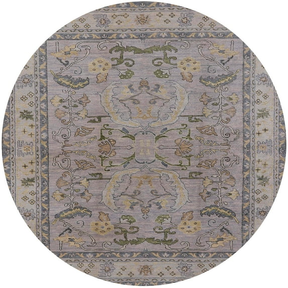 Ahgly Company Indoor Round Mid-Century Modern Sandstone Brown Oriental Area Rugs, 3' Round