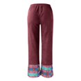 thumbnail image 4 of Pantalones de mezclilla afelpados Gibobby mujer pierna ancha informales irregulares con cintura elástica Estampado suelto rojo XL, 4 of 5