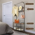 thumbnail image 6 of Coat Rack Shoe Bench, Multifunctional 3-in-1 Iron Rack with Shoe Rack, 3 Layers Storage Rack and 8 Double Hooks, for Stable Storage Solution in Hallway, Entrance or Living Room, Brown, 6 of 7